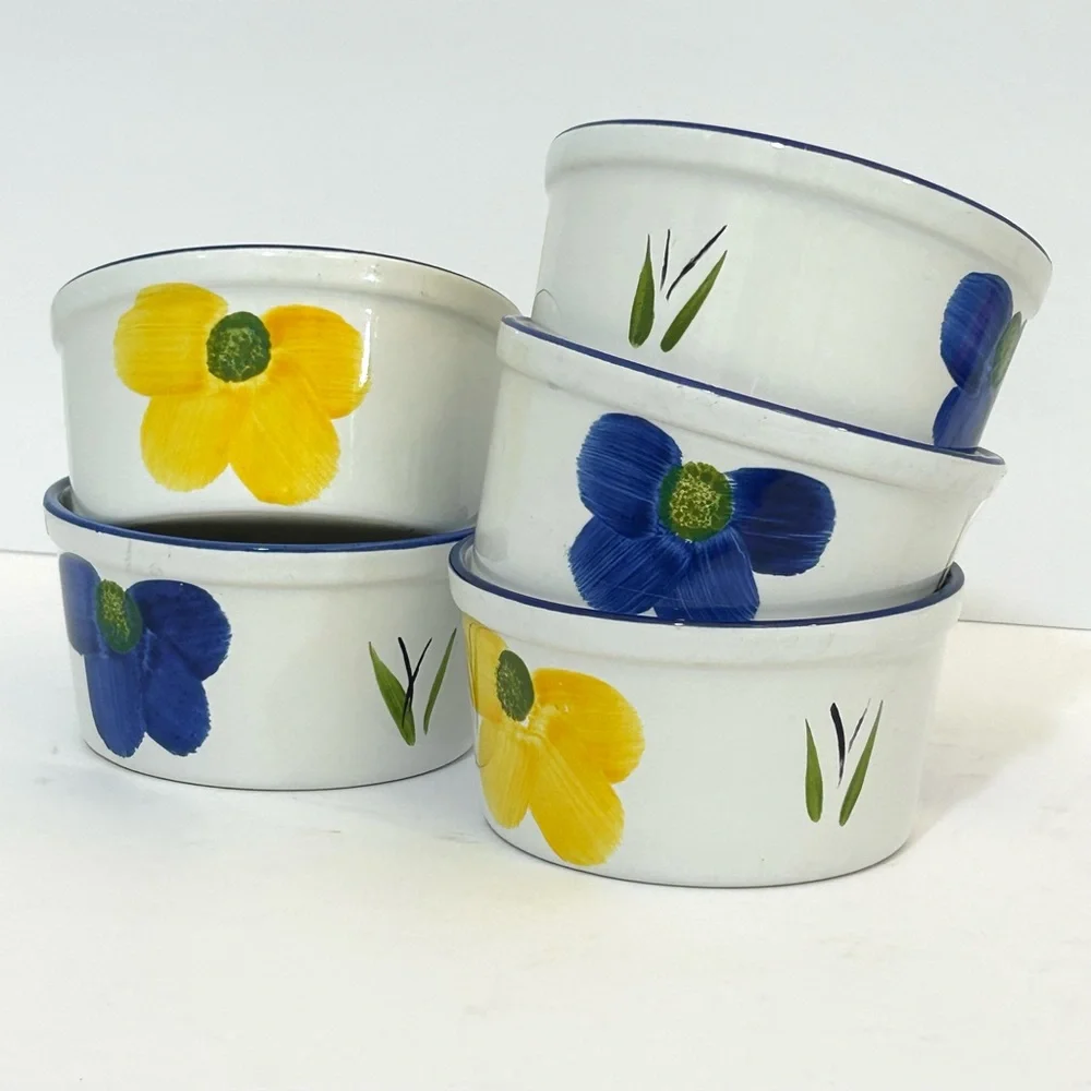 Maxam Ramekins Small Baking Dishes Microwave and Oven Safe Hand Painted Portugal